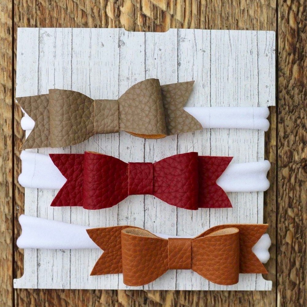 Neutral baby Girl Leather Headband Set